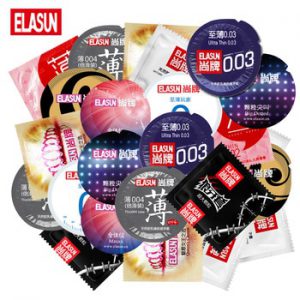 Hot Sale Elasun Wholesale 50/100/200pcs Condoms Different Type Of Penis Sleeve Lubricated Large Spikes Fire Ice Smooth Condoms