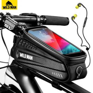 WILD MAN Rainproof Bicycle Bag Frame Front Top Tube Cycling Bag Reflective 6.5in Phone Case Touchscreen Bag MTB Bike Accessories