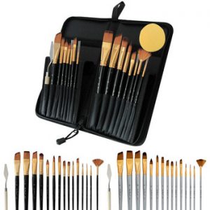 17pcs Nylon Hair Wooden Handle Watercolor Paint Brush Pen Set For Learning Diy Oil Acrylic Painting Art Paint Brushes Supplies