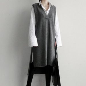 New Loose Sleeveless Sweater Spring Autumn Women Vest Sweaters Knitting long Vests  Joker Knitted Wool Oversize Girls Pullover