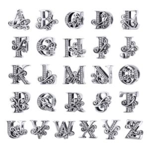 BAMOER 2019 NEW 925 Sterling Silver Vintage A to Z Clear CZ 26 Letter Alphabet Bead Charms Fit Bracelets DIY Jewelry BSC030