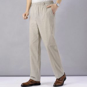 Men's High Waist Trausers Summer Pants Clothing Novelty 2020 Linen Loose Cotton Elastic Band Thin Work Vintage Wide Legs Pants