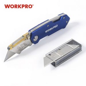 WORKPRO Utility Knife Pipe Cutter Knife Aluminum handle Folding Knives with 10PC Blades