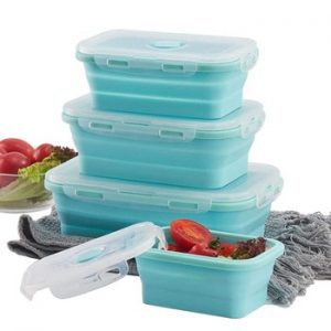 Collapsible Food Fruit Salad Storage Containers with Airtight Lid Stacking Fold Storage Containers for Food Microwave