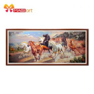 Cross stitch kits Embroidery needlework sets 11CT water soluble canvas patterns 14CT Chinese Style Ten Horses Galloping-NCMA055