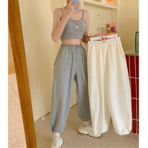 Woman Loose Sweatpants Harajuku Joggers Grey High Waist Pants Comfort Simple Basic Casual Fashion Trousers 2020 Korean Sport New