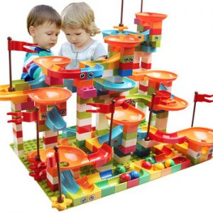 77-308PCS Marble Race Run Big Block Compatible Duploed Building Blocks Funnel Slide Blocks DIY Big Bricks Toys For Children gift