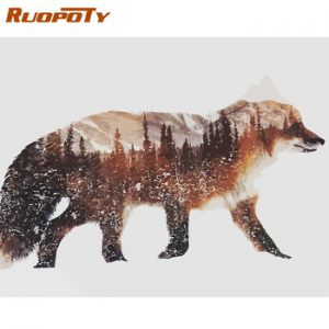 RUOPOTY Frame Wolf DIY Painting By Numbers Calligraphy Painting Acrylic Paint By Numbers Wall Art Picture For Home Decors