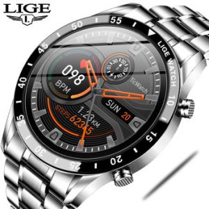 LIGE Luxury Steel Band Bluetooth Call Smart Watch Men For Android ios Mobile Phone Waterproof Sports Fitness Tracker Phone Watch