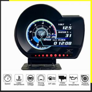 LUFI XF English Version OBD2 digital turbo boost oil pressure temperature gauge for car Afr RPM Fuel level Speed EXT Oil Meter