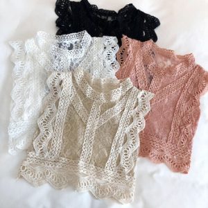 2020 Summer Lace Hollow Out Crop Tops Women Fashion Short Lacework Pullover Tank Vest Ladies Slim Elegant Outside Tank Tops