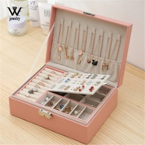 WE New High Capacity Leather Jewelry Box Travel Jewelry Organizer Multifunction Necklace Earring Ring Storage Box Women Gifts