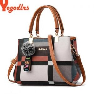 Yogodlns New Luxury Handbag Women Stitching Wild Messenger Bags Designer Brand Plaid Shoulder Bag Female Ladies Totes