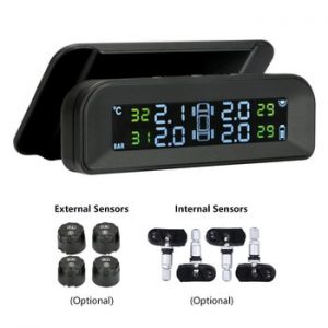 Jansite TPMS Original Wireless HD Solar Car Tire Pressure Alarm Monitor System Display turn on with the vibration with 4 Sensors