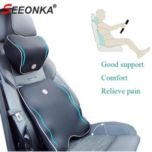 Back Pillow Lumbar Support Car Seat Cushion Car Neck Pillow Memory Foam Ergonomics Car Pillows for Driver Chair Cushion Comfort