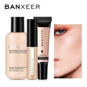 BANXEER Face Foundation Makeup Set 3pcs Liquid Foundation Concealer Cosmetic Professional Base cosmetics