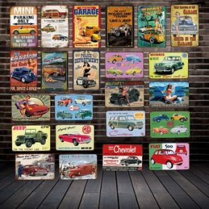 [ DecorMan ] PIN UP Car GARAGE Parking Metal Poster Custom wholesale tin signs Mural Paintings Bar PUB Decor LT-1805