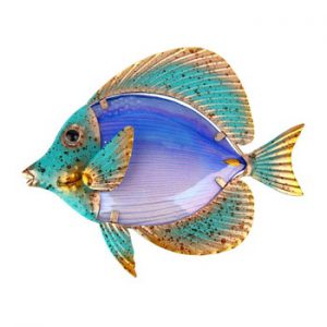 Home Decor Metal Fish Artwork for Garden Decoration Outdoor Animales Jardin with Colour Glass for Garden Statues and Sculptures