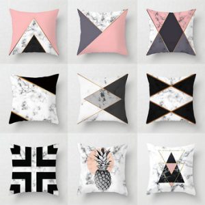 Pink Geometric Abstract Decorative Pillows Case Marble Pattern Flower Designer White and Black Grey Cheap Cushion Cover 45*45 cm