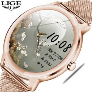 LIGE 2020 New Smart Watch Women Physiological Heart Rate Blood Pressure Monitoring For Android IOS Waterproof Ladies Smartwatch