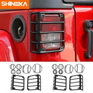 SHINEKA Lamp Hoods For Jeep Wrangler JK 2007-2017 Car Headlight Rear Tail Lamp Signal Light Guard Cover For Jeep Wrangler JK