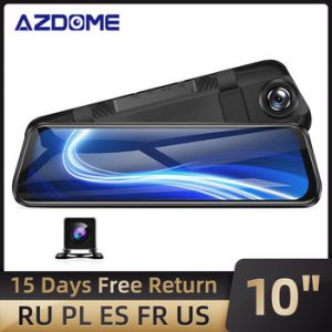 2020 New AZDOME 10" Full Screen RearView Dash cam Touching Stream Mirror Car Dvr Camera FHD Video Recorder Night vision