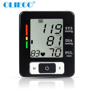 OLIECO Automatic Digital Wrist Blood Pressure Monitor LCD Display Heat Beat Tonometer Pulse Rate Heart Monitor Sphygmomanometer