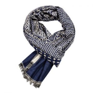 BUTTERMERE Cotton Linen Winter Scarf Men Ethnic Style Male Scarves Navy Knitted Tassel Men's Scarf 195cm*65cm