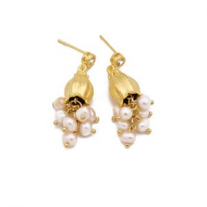 GLSEEVO Natural Fresh Pearl Tassel Drop Earrings For Women Flower Plant Handmade Dangle Earrings Luxury Jewelry Wholesale GE0300