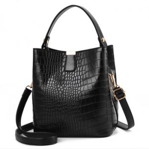 Yogodlns Retro Alligator Bucket Bags Women Crocodile Pattern Handbag Capacity Casual Crocodile Shoulder Messenger Bags Ladies