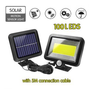 100 LEDs Solar Lamp IP65 Waterproof Sun Power Wall Lights PIR Motion Sensor Outdoor Emergency Light for Garden Industrial Garage