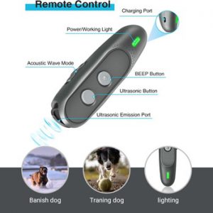 Dog Anti Barking Device Ultrasonic Handheld Dog Repellent and Training Tools with LED Flashlight Safe Small Medium Large Dogs