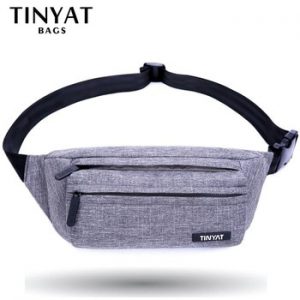 TINYAT Men Male Waist Bag Pack Grey Casual Functional belt bag Large Belt Pouch Phone Money Belt bag Fanny Travel Hip