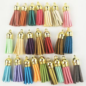 60pcs 38mm Leather Tassel For Keychain Cellphone Straps Jewelry Fiber Fringe Suede Tassel DIY Pendant Summer Jewelry Findings