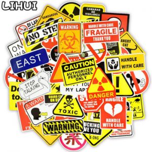 50 PCS Warning Stickers Danger Banning Signs Reminder Waterproof Decal Sticker to DIY Laptop Motorcycle Luggage Snowboard Car