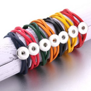 21CM Adjustable Snap Button Bracelet Bangle Snap Leather Bracelet Retro Handmade Braided Leather Bracelet fit 18MM Snap Jewelry