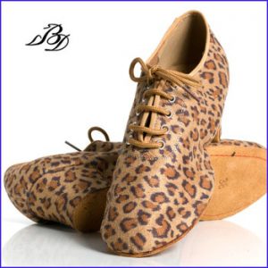 Latin Dance Shoes Women Genuine BD t1-b Import Satin Lace-up Sports Teacher Shoes Leopar Heel 4.5cm Male Female Generic BDDANCE