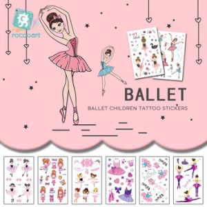 Rocooart Ballet Girls Tattoo For Kids Birthday Gift Cute Cartoon Fake Taty Children Body Art Waterproof Temporary Tattoo Sticker