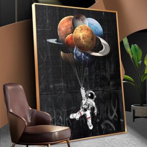 WANGART Astronaut Space Dreaming Stars Limit Oil Painting Canvas Wall Pictures for Living Room Posters and Prints Home Decor