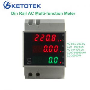 KetoteK Din Rail Digital 0-100A Ammeter AC 80-300V 250V-450V Voltmeter Led Display Amp Volt Energy Power Meter Active Watt Meter