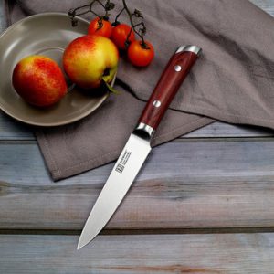 SUNNECKO 5" inch Utility Kitchen Chef Knife Cutting Tools German 1.4116 Steel 58HRC Strong Sharp Razor Blade Color Wood Handle