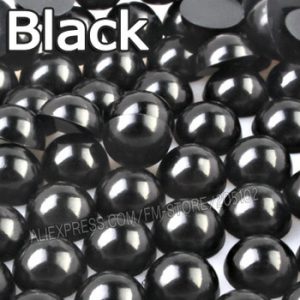 Black Half Round bead Mix Sizes 2mm 3mm 4mm 5mm 6mm 8mm 10 12mm imitation ABS Flat back Pearl for DIY Nail Art jewelry Accessory