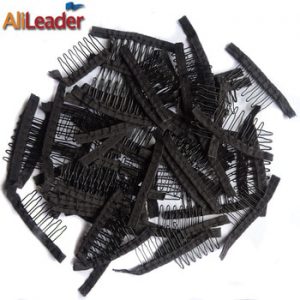 Good Quality 10-100Pcs 7 Theeth Stainless Steel Wig Combs For Wig Caps Wig Clips For Hair Extensions Strong Black Lace Hair Comb