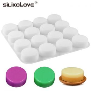 SILIKELOVE 16 Cavities Round Soap Mold Silicone Soap Making Mould Large Handmade Soap Molds