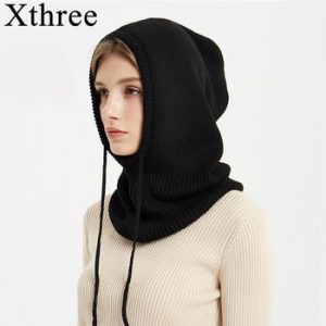 Xthree Cashmere Winter Knitted Hat Beanie Women Scarf Skullies Beanies Winter Hats For Women Men Cap Solid Bonnet Mask Brand Hat