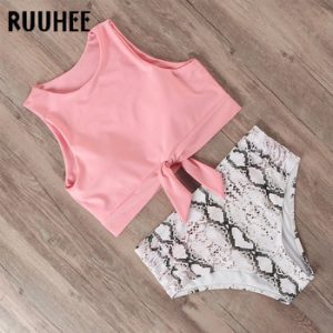 RUUHEE Swimsuit Women Bikini 2021 mujer Swimwear High Waist Bikini Set Sport Tops Bathing Suit Women Padded Beach Wear Biquinis