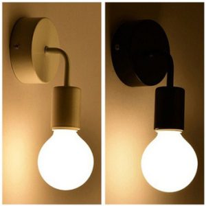 Nordic Modern Wall Lamp Iron Black E27 Indoor Lighting Bedside Bedroom Bathroom Lamp Sconce Wall Light Fixture Industrial Decor