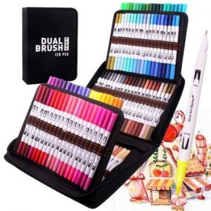 12/36/60/72/100/120 Colors Fine and Brush Dual Tips Colouring Pens Felt Tip Pens Art Markers for Calligraphy Drawing Coloring