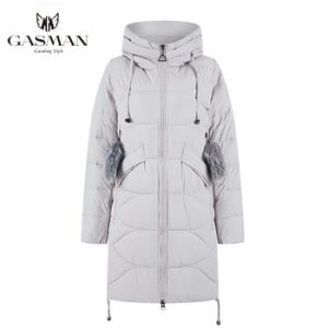 GASMAN 2019 Winter Women Brand Coat Jacket Down Medium Length Winter Women Hooded Warm Parka Fox Fur Women Outerwear Coats 18821