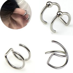 1pc Fashion stainless steel Punk Rock Ear Clip Cuff Wrap Earrings No piercing-Clip On Cartilage Wrap fake Earring